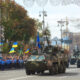 Ukrainian armored troop-carriers during a military parade