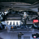 The interior of a car engine