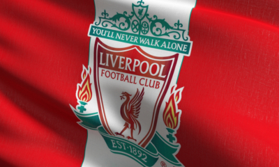 Liverpool Football Club flag blowing in the wind